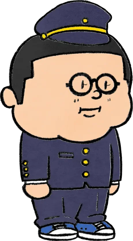 校舎前に立つ生徒